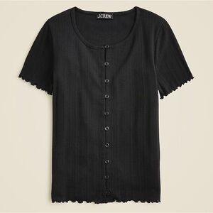 J.Crew Pointelle short-sleeve knit cardigan in black size large